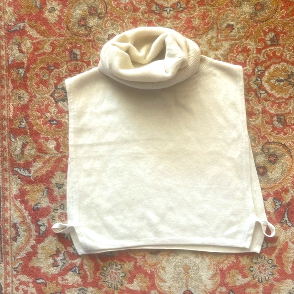 Warmth/coverage without bulk. Equipment “Dickey” turtleneck.